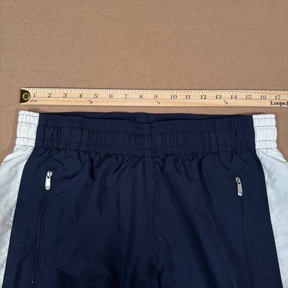 Vintage Nike Track Pants Navy Blue White Stripe Mesh Lined Zip Ankle Y2K 2000s L - Picture 8 of 9